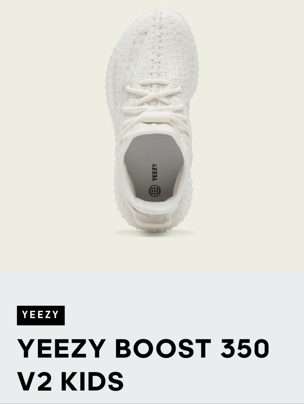 Authentic Adidas Yeezy Boost 350 V2 Kids White Knit Sneakers Size 3US 2.5UK